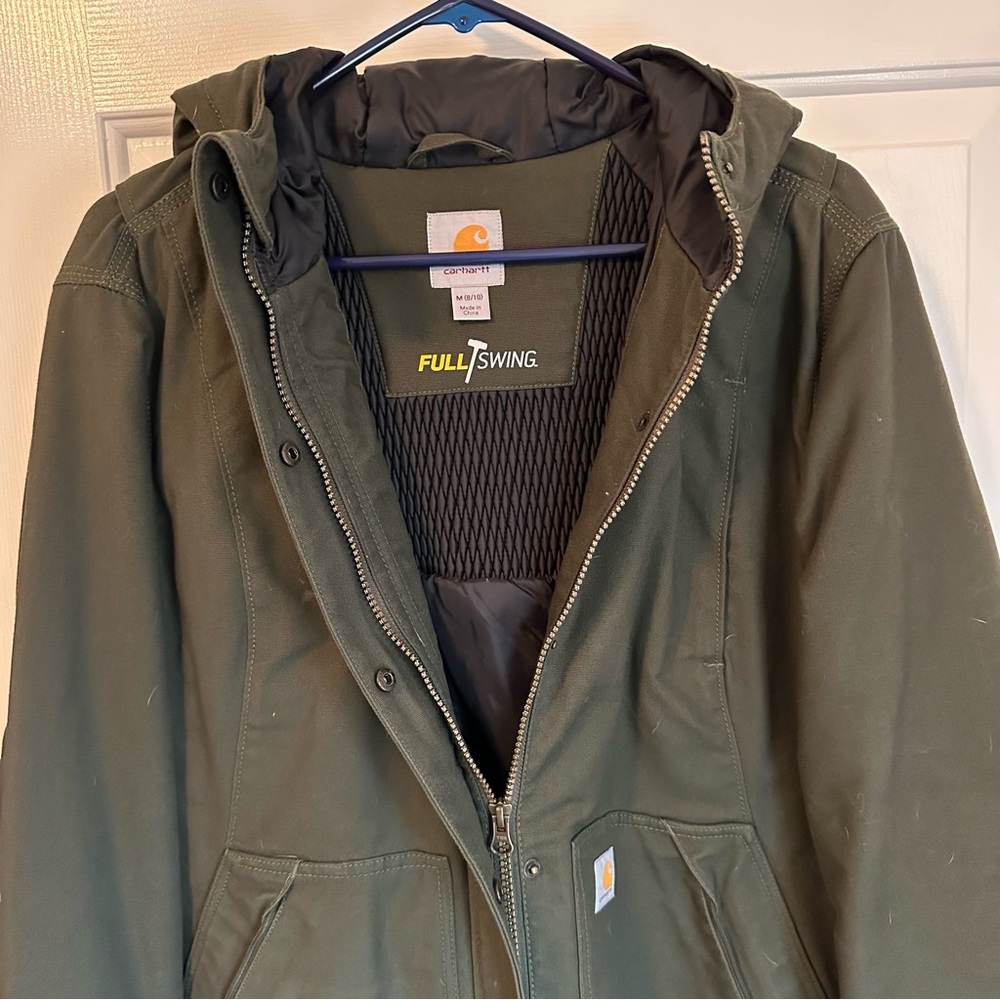 Carhartt Green Utility Jacket with Hood and Zipper
